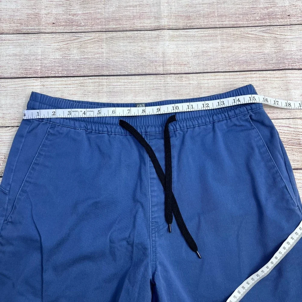Volcom Frickin‎ Elastic Waist Shorts Mens Medium Blue Chino Drawstring